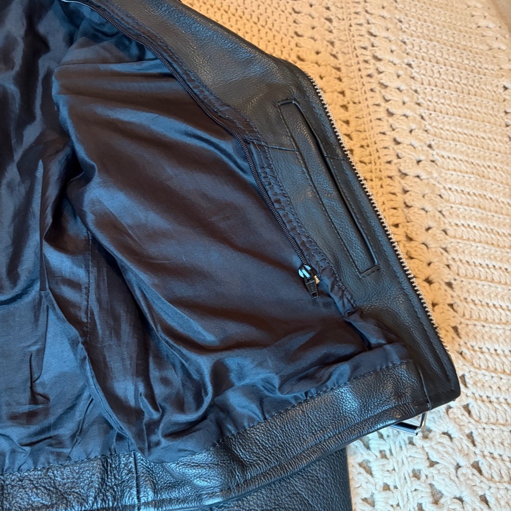 American Top Vintage Black Leather Motorcycle Jacket Size 36 - Unisex - Picture 15 of 16